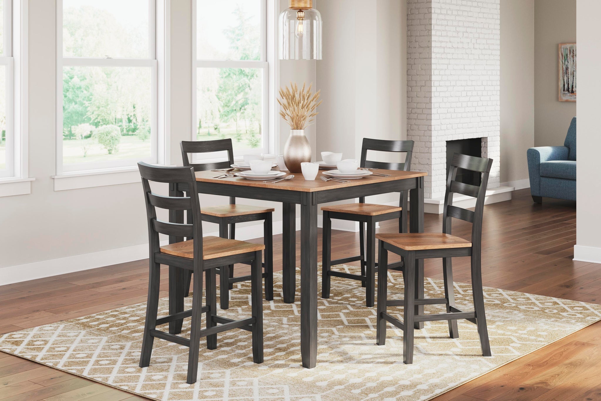 Gesthaven Counter Height Dining Table and 4 Barstools