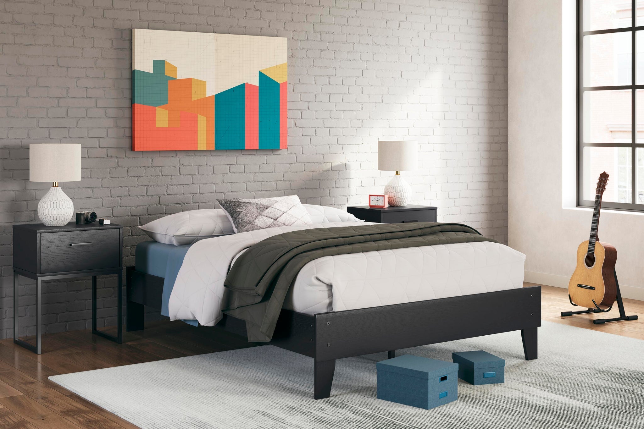Socalle Platform Bed (Black/Gray)