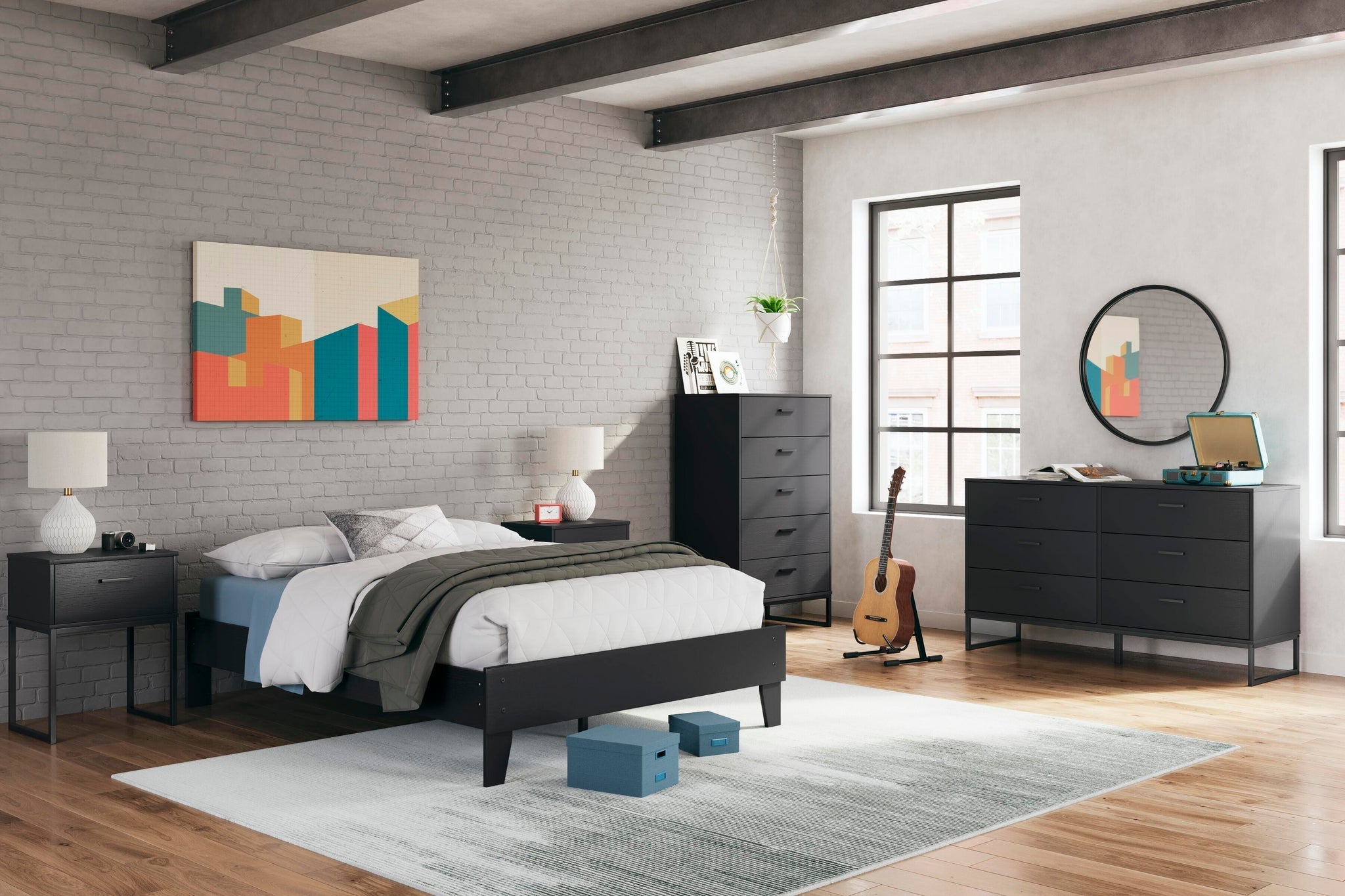 Socalle Platform Bed (Black/Gray)