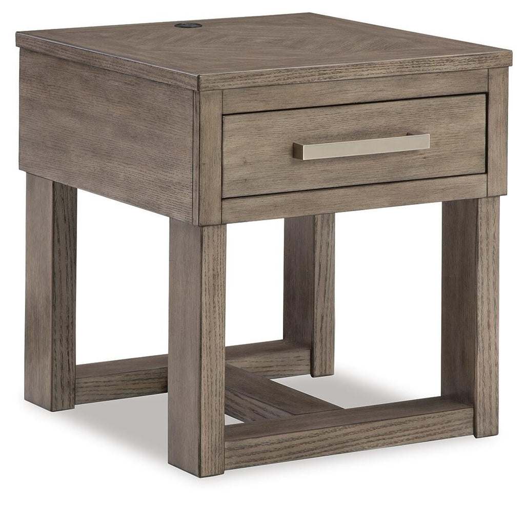 Loyaska End Table (Brown/Beige)