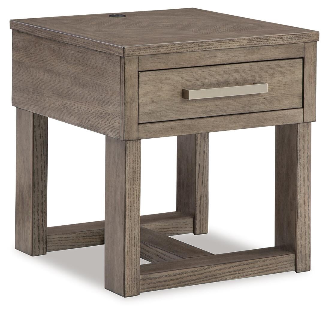Loyaska End Table (Brown/Beige)