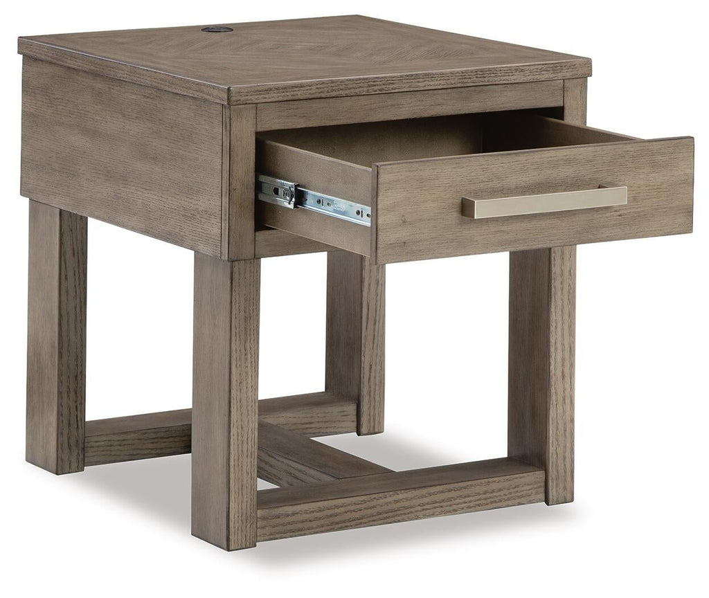 Loyaska End Table (Brown/Beige)