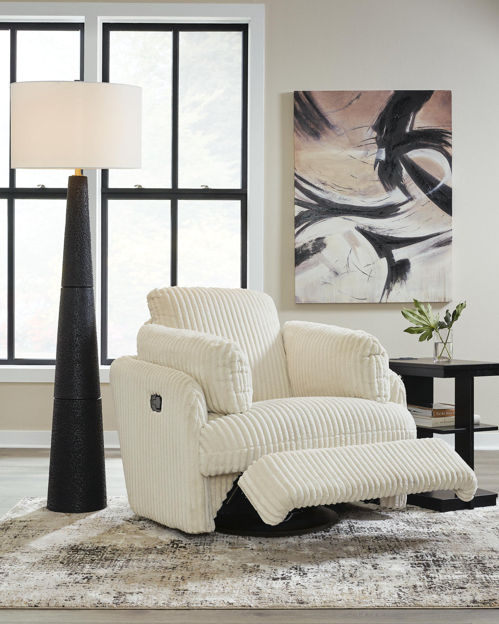 Tie-Breaker Swivel Glider Recliner (White)