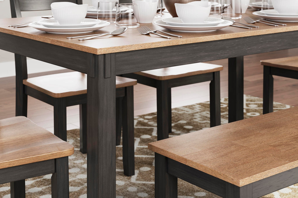 Gesthaven Dining Table with 4 Chairs and Bench
