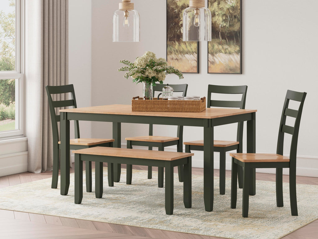 Gesthaven Dining Table with 4 Chairs and Bench