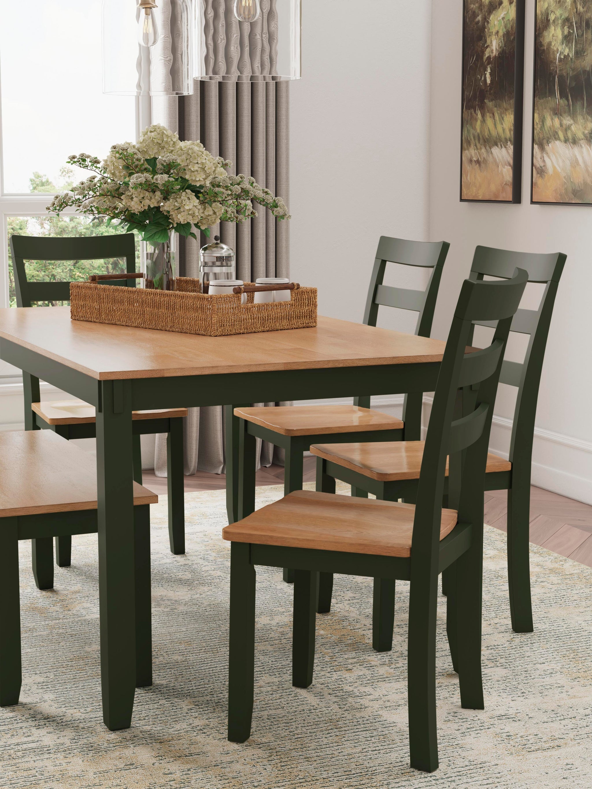 Gesthaven Dining Table with 4 Chairs and Bench