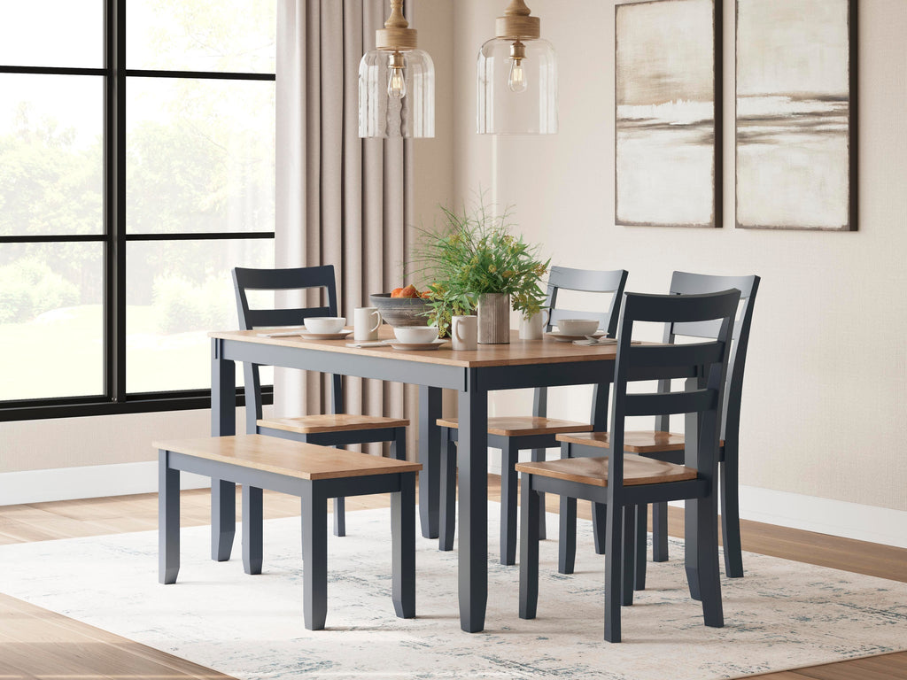 Gesthaven Dining Table with 4 Chairs and Bench