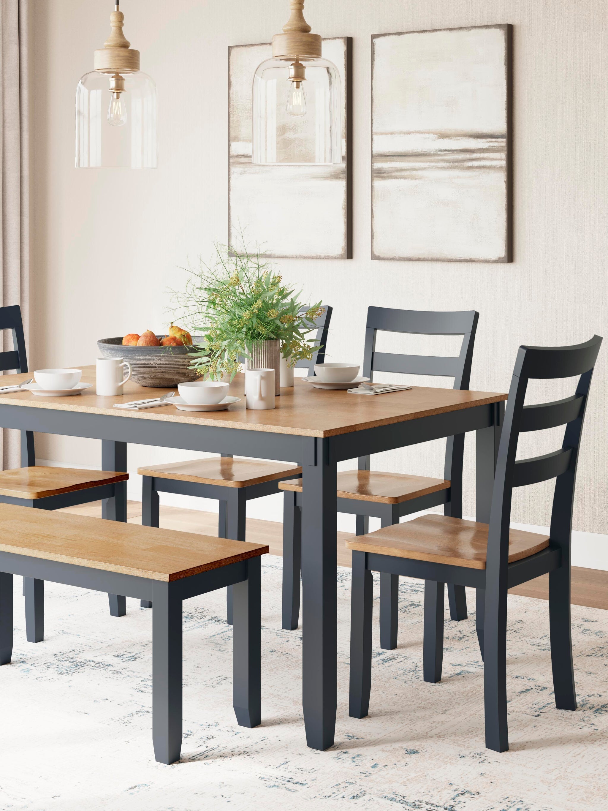 Gesthaven Dining Table with 4 Chairs and Bench