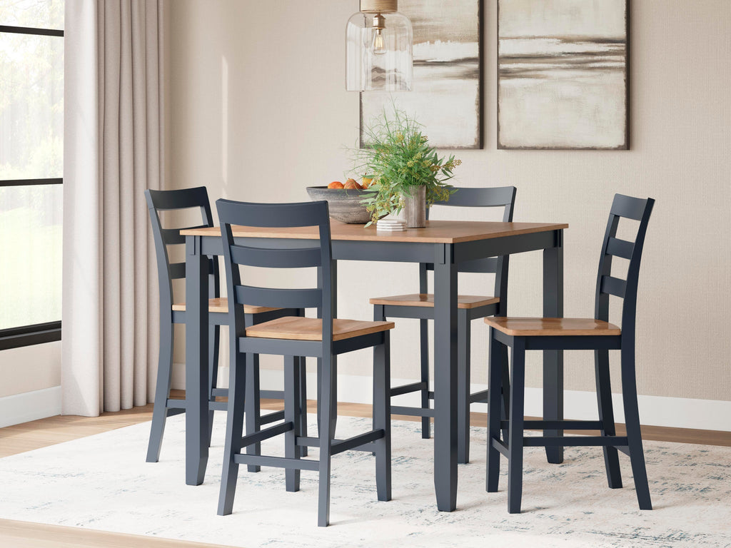 Gesthaven Counter Height Dining Table and 4 Barstools
