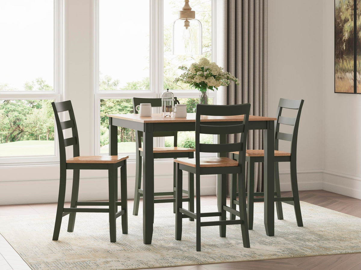 Gesthaven Counter Height Dining Table and 4 Barstools