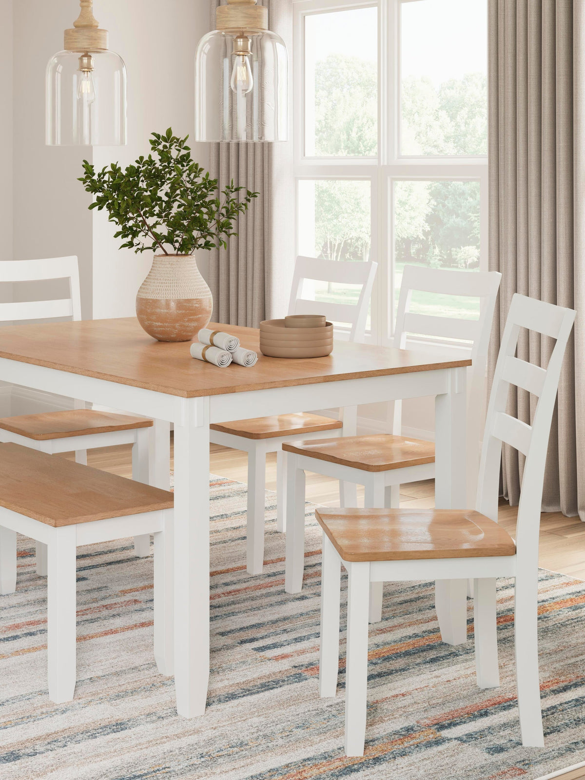 Gesthaven Dining Table with 4 Chairs and Bench