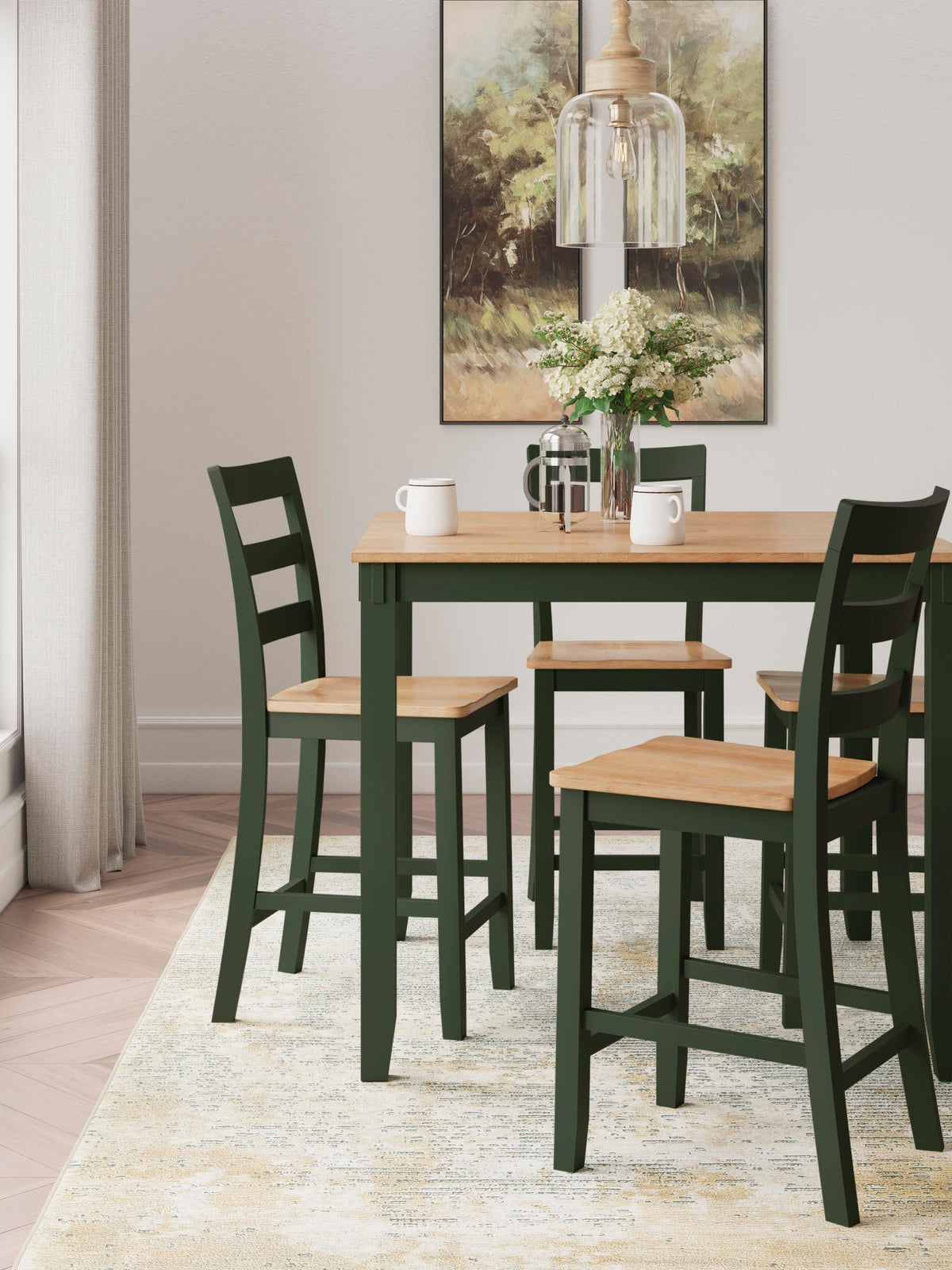Gesthaven Counter Height Dining Table and 4 Barstools