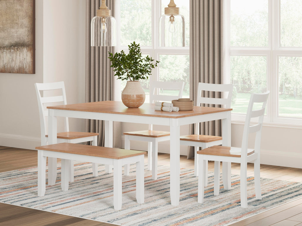 Gesthaven Dining Table with 4 Chairs and Bench