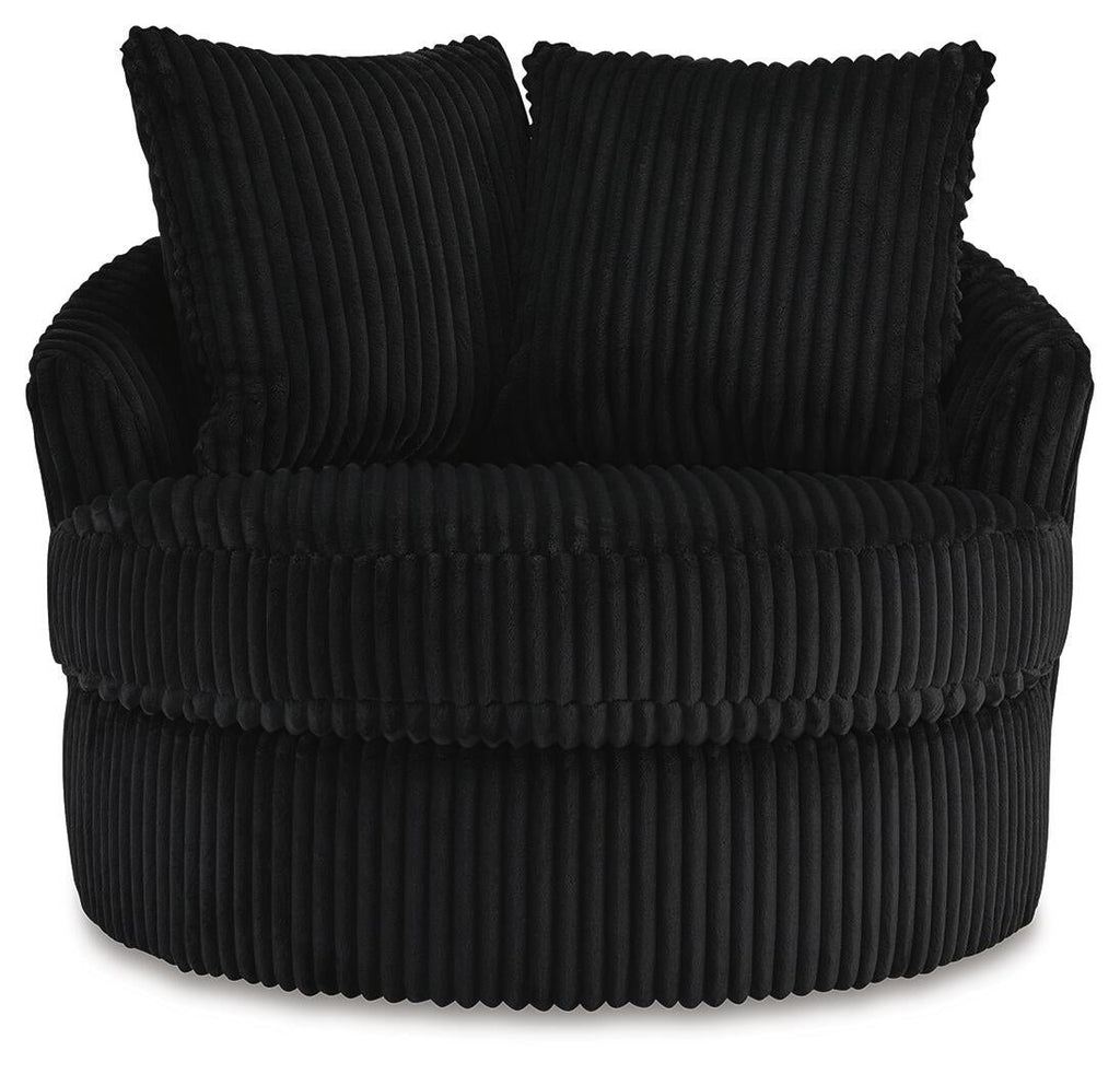 Gramwell Swivel Accent Chair (Black/Gray)