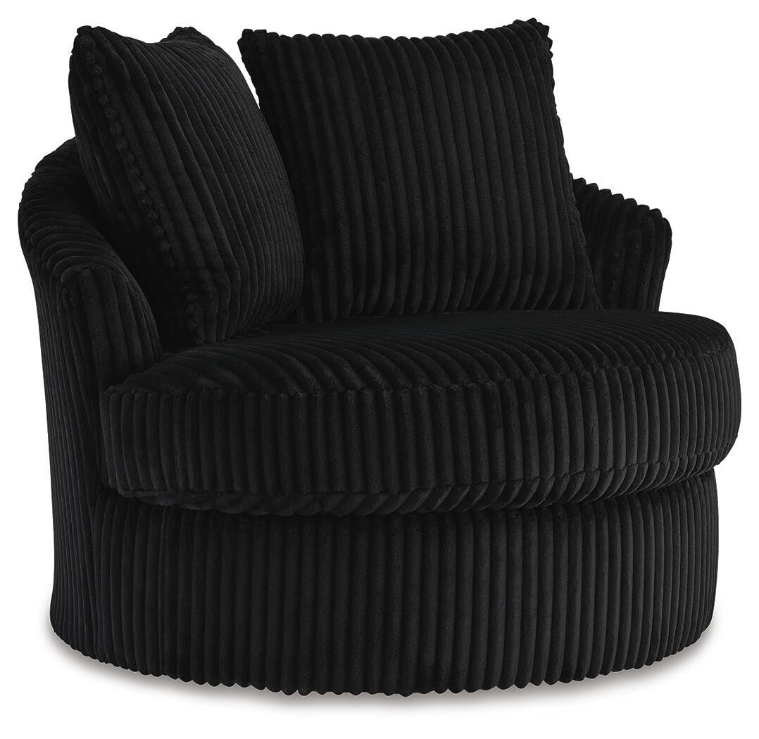 Gramwell Swivel Accent Chair (Black/Gray)