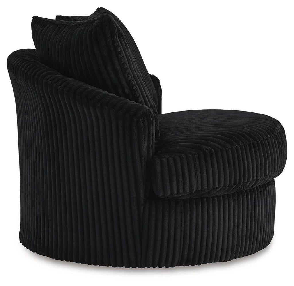 Gramwell Swivel Accent Chair (Black/Gray)