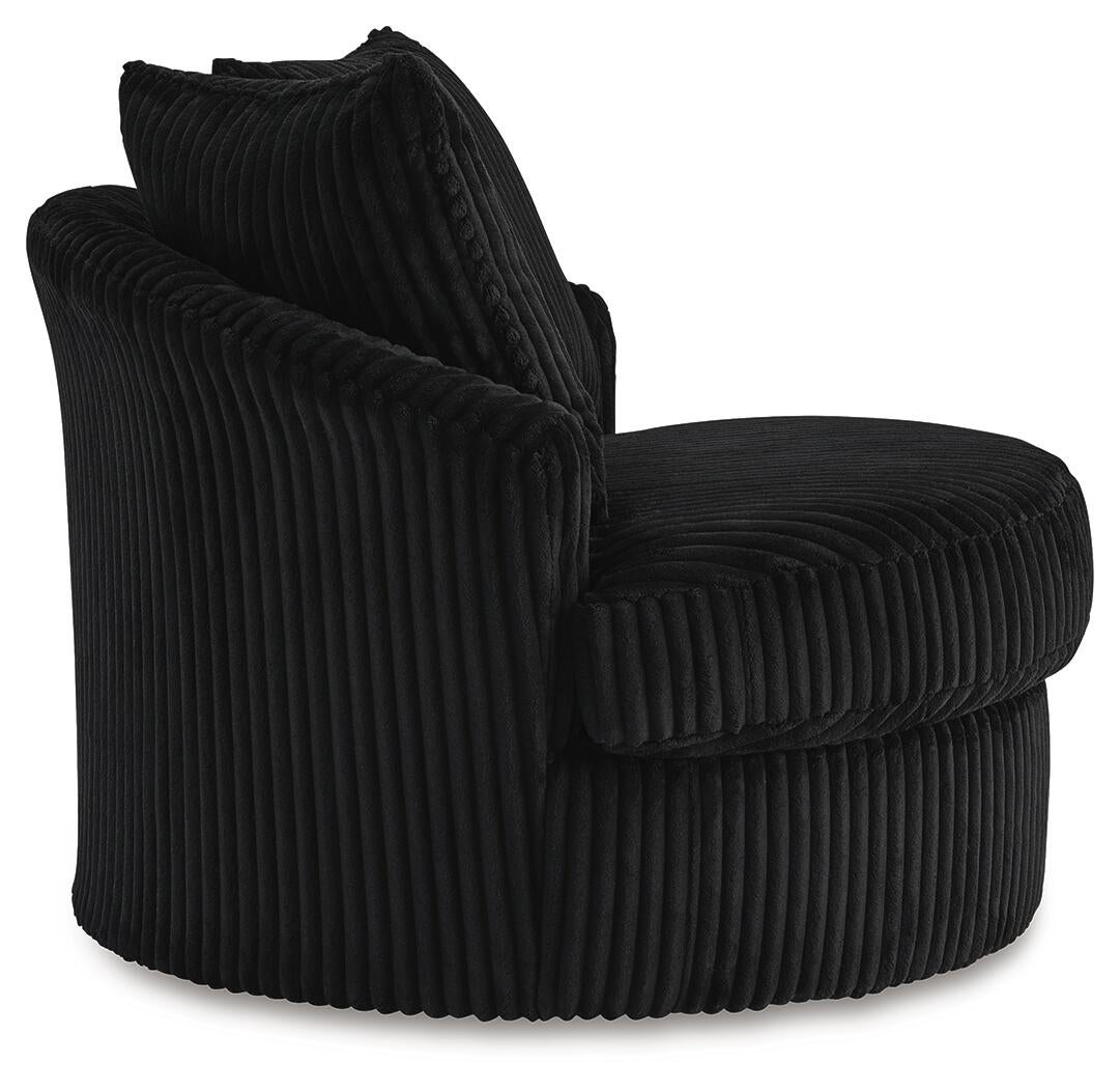 Gramwell Swivel Accent Chair (Black/Gray)