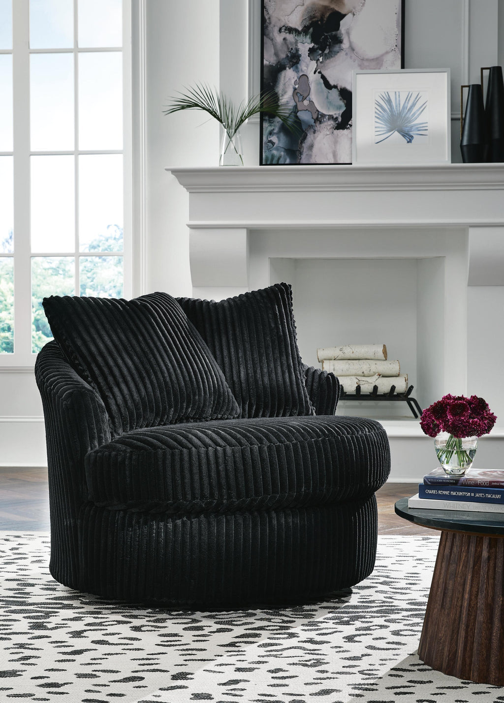 Gramwell Swivel Accent Chair (Black/Gray)