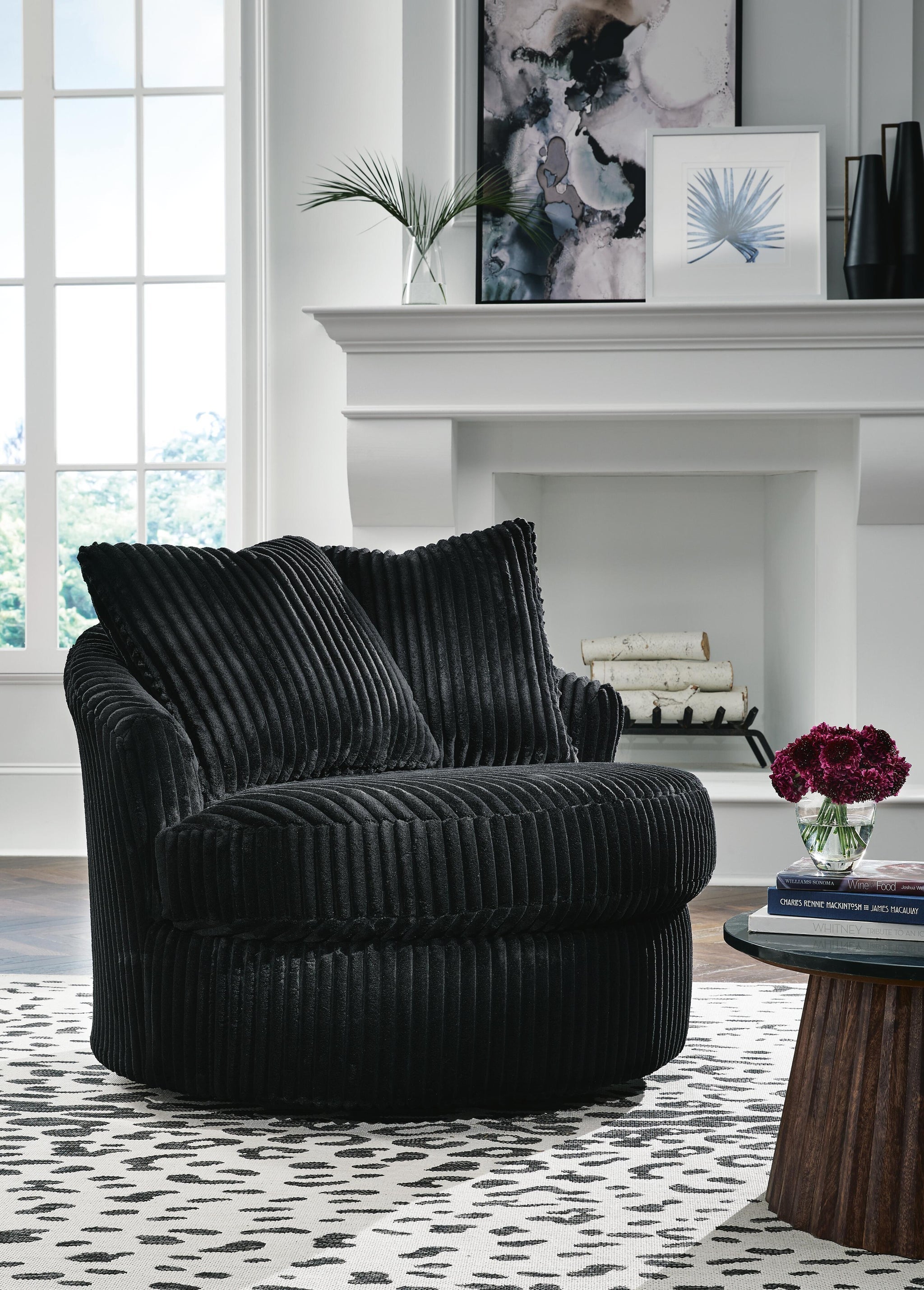 Gramwell Swivel Accent Chair (Black/Gray)