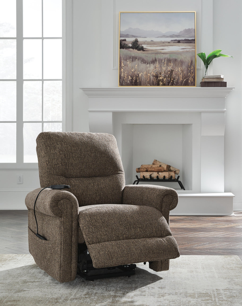 Aureta Power Lift Recliner (Brown/Beige)