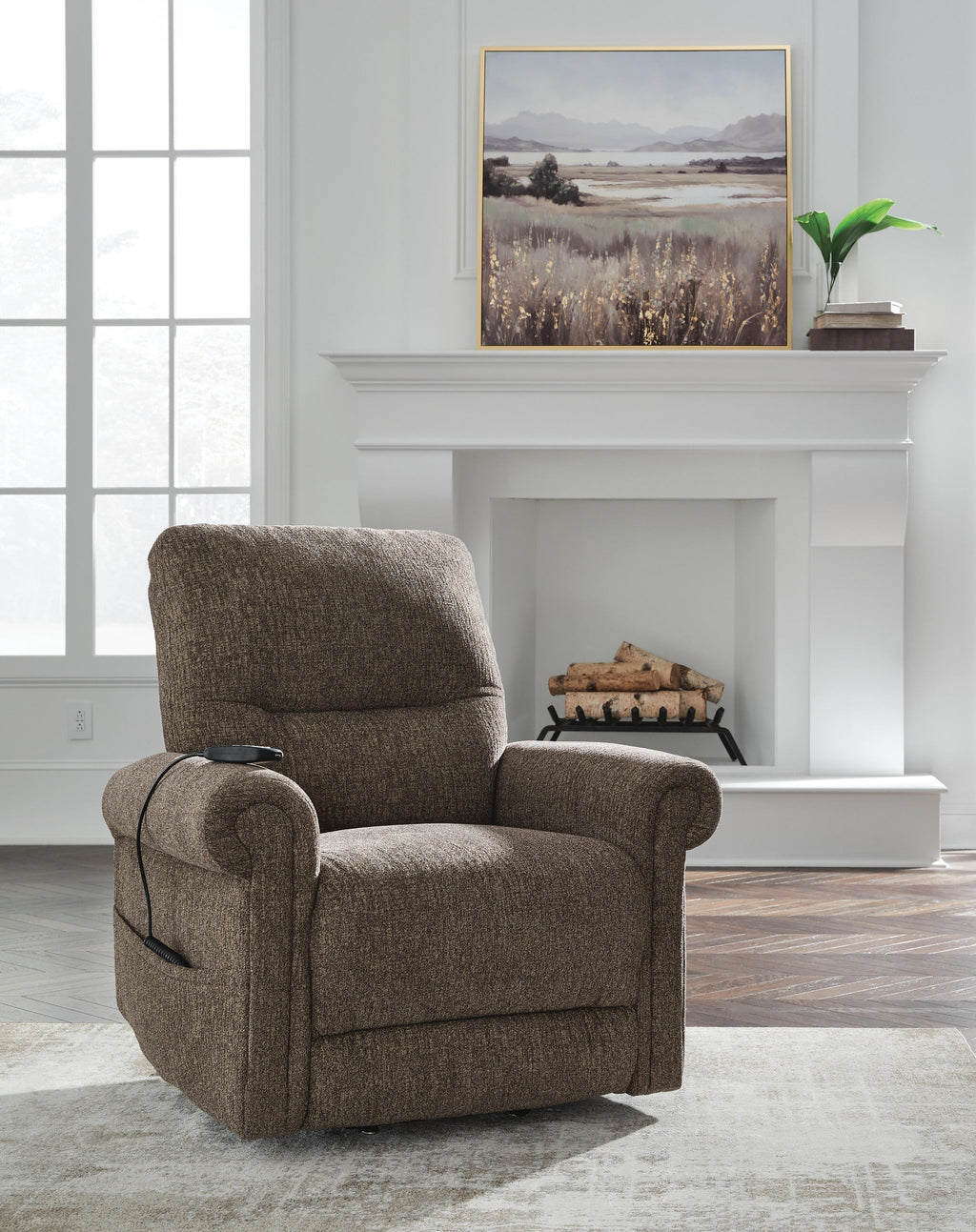 Aureta Power Lift Recliner (Brown/Beige)