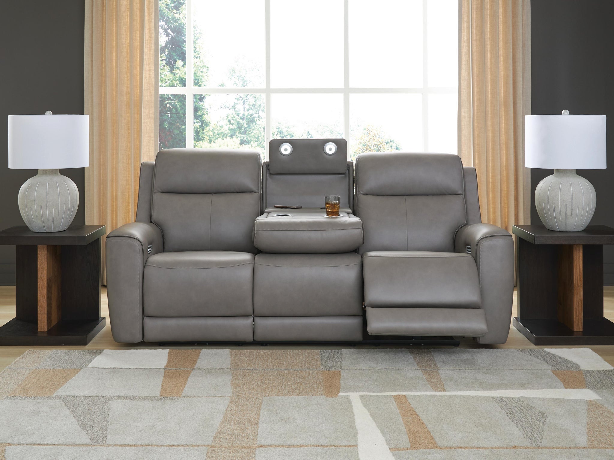 5Z-Comfort Power Reclining Sofa (Black/Gray)