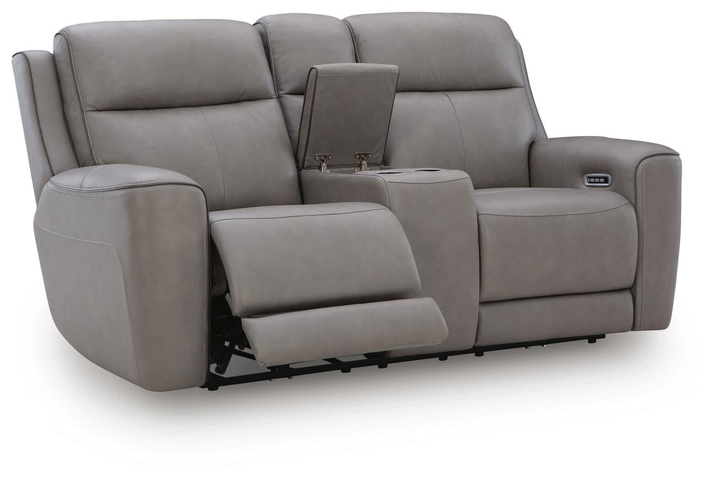 5Z-Comfort Power Reclining Loveseat with Console (Black/Gray)