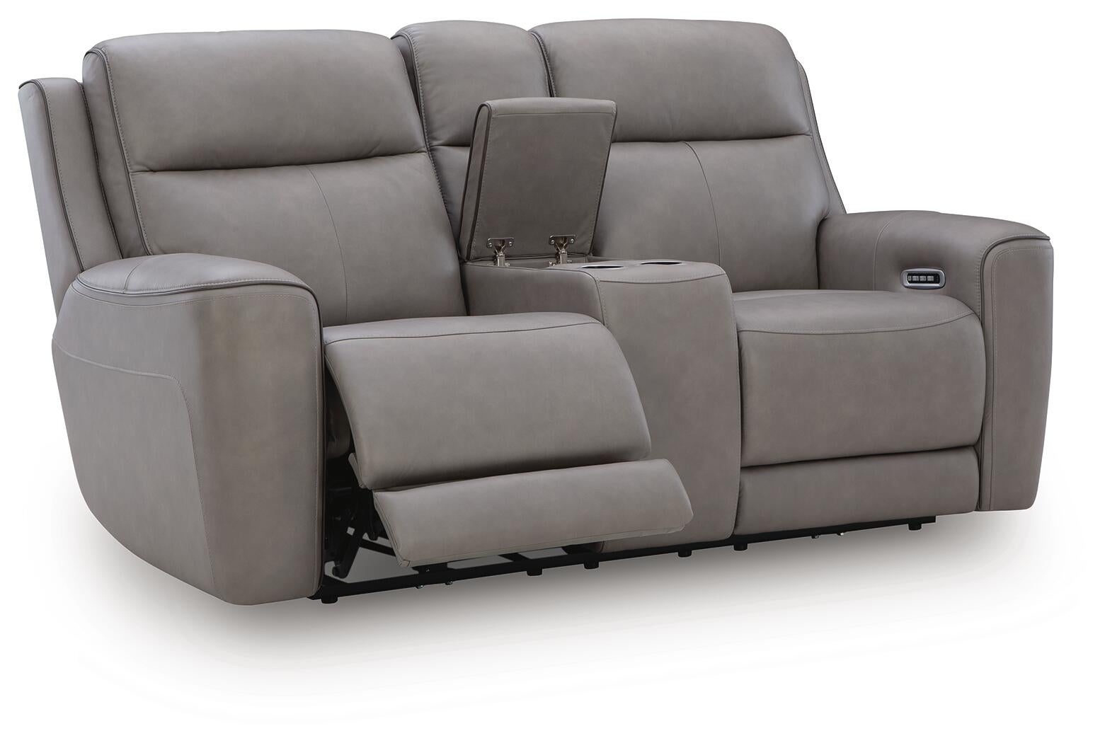 5Z-Comfort Power Reclining Loveseat with Console (Black/Gray)