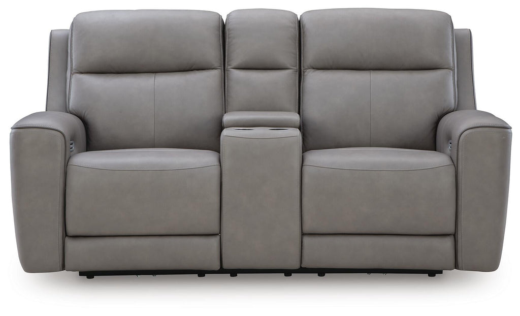 5Z-Comfort Power Reclining Loveseat with Console (Black/Gray)