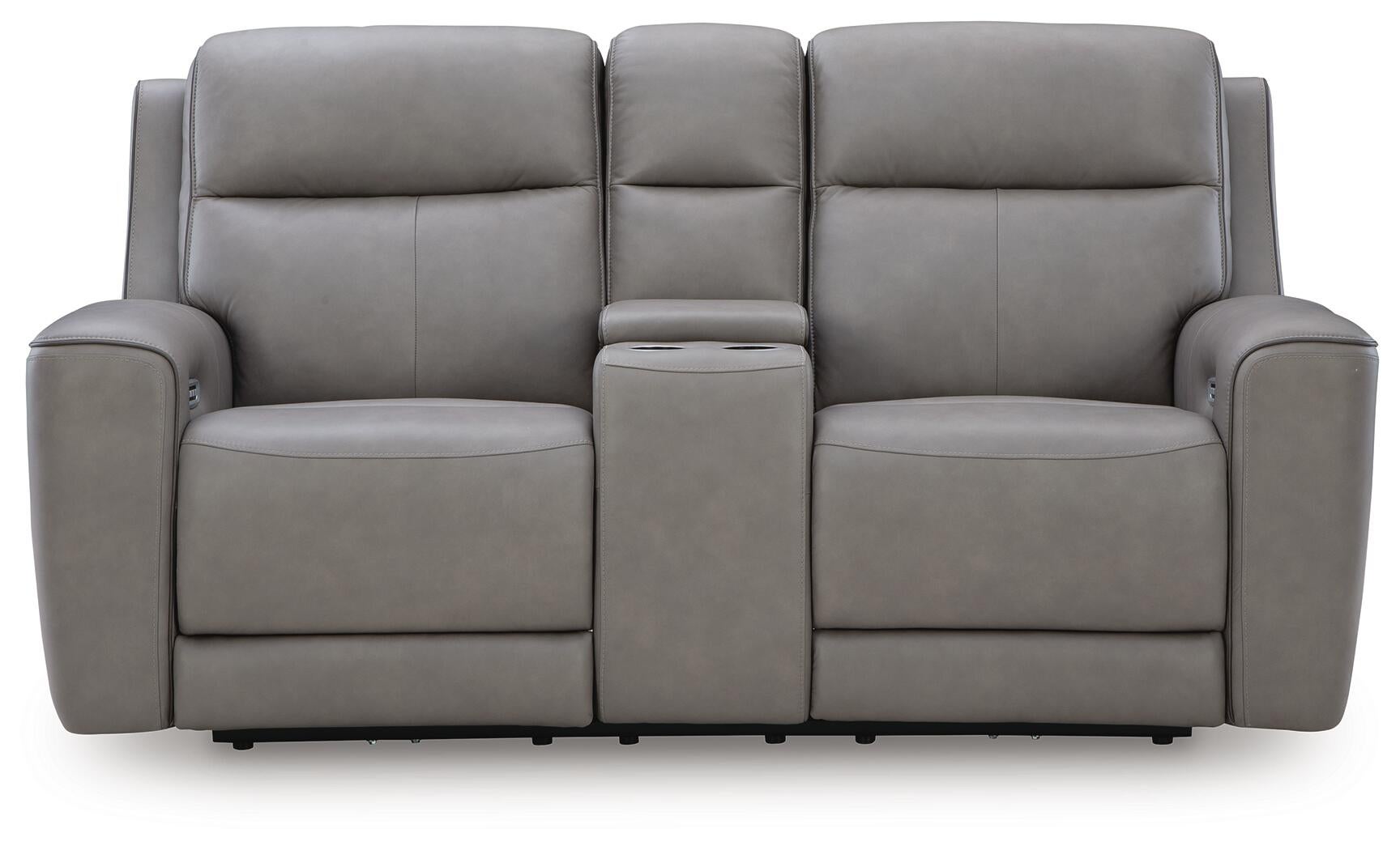 5Z-Comfort Power Reclining Loveseat with Console (Black/Gray)