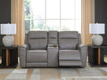 5Z-Comfort Power Reclining Loveseat with Console (Black/Gray)