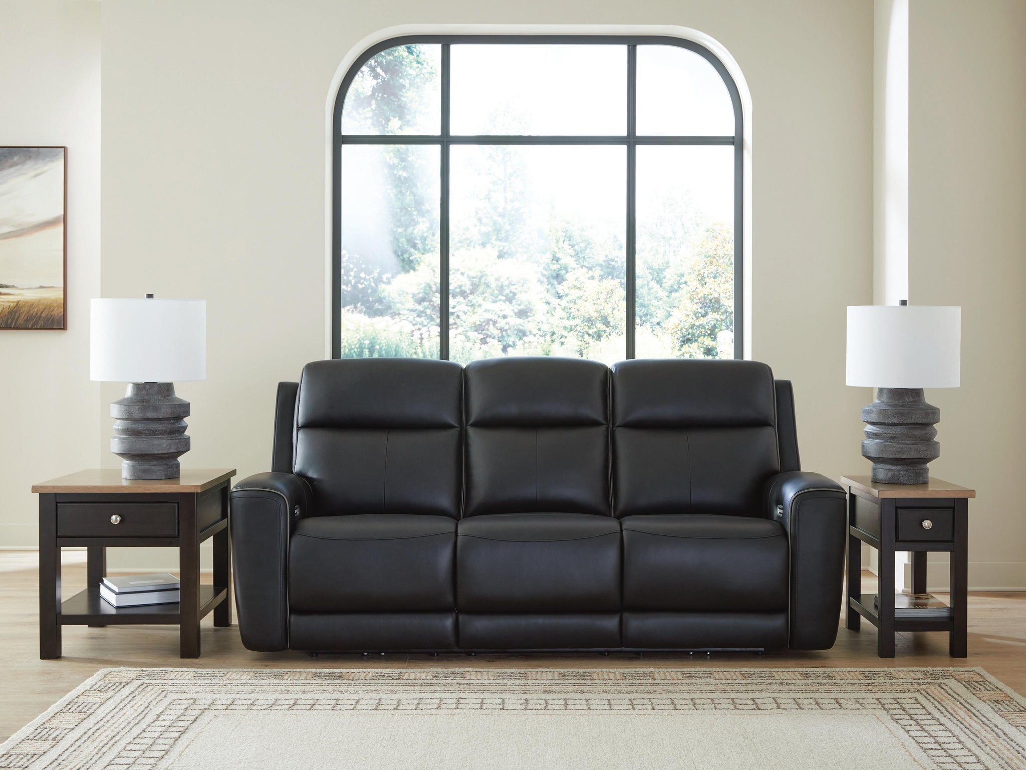 5Z-Comfort Power Reclining Sofa (Black/Gray)