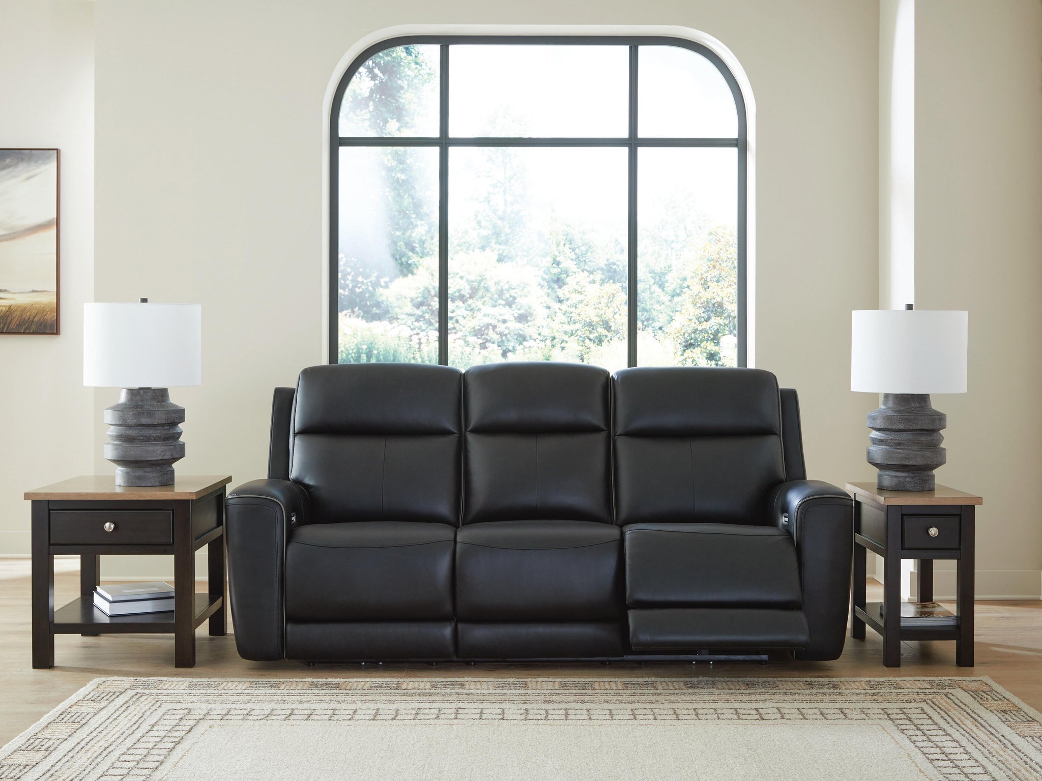 5Z-Comfort Power Reclining Sofa (Black/Gray)