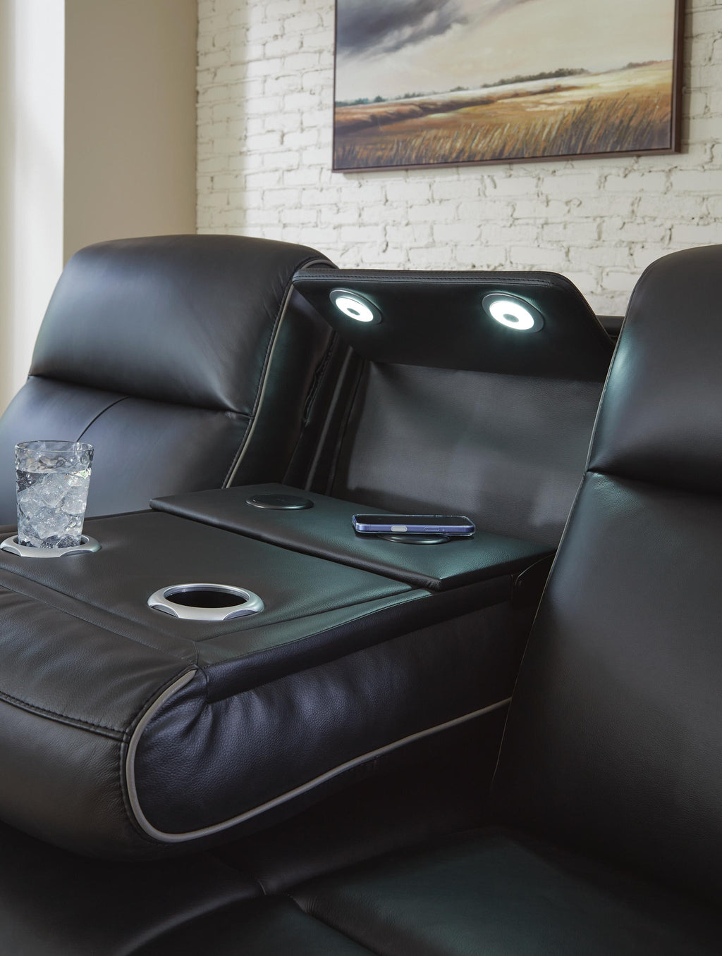 5Z-Comfort Power Reclining Sofa (Black/Gray)
