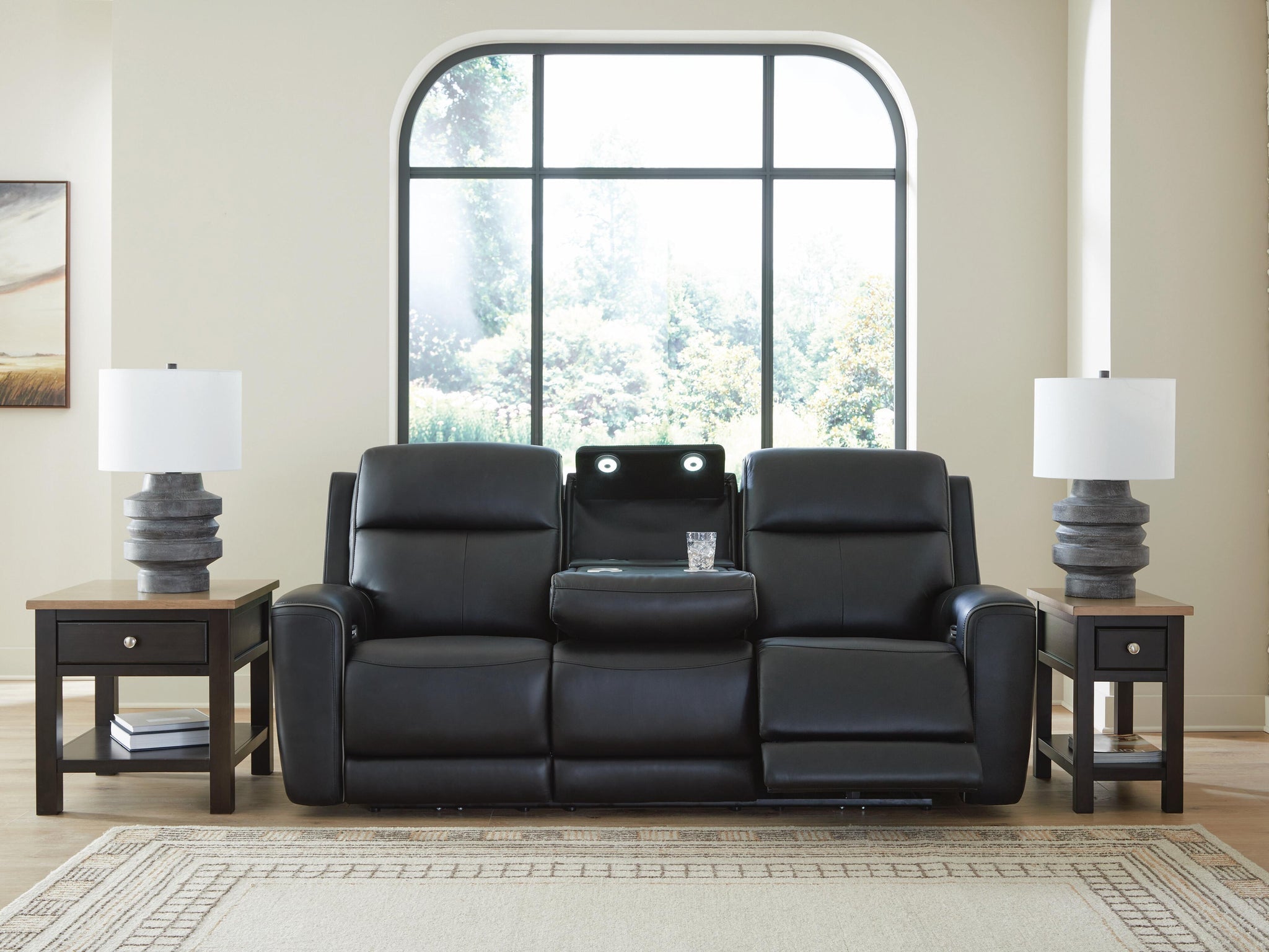 5Z-Comfort Power Reclining Sofa (Black/Gray)