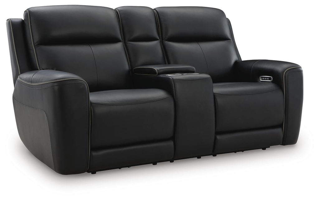 5Z-Comfort Power Reclining Loveseat with Console (Black/Gray)