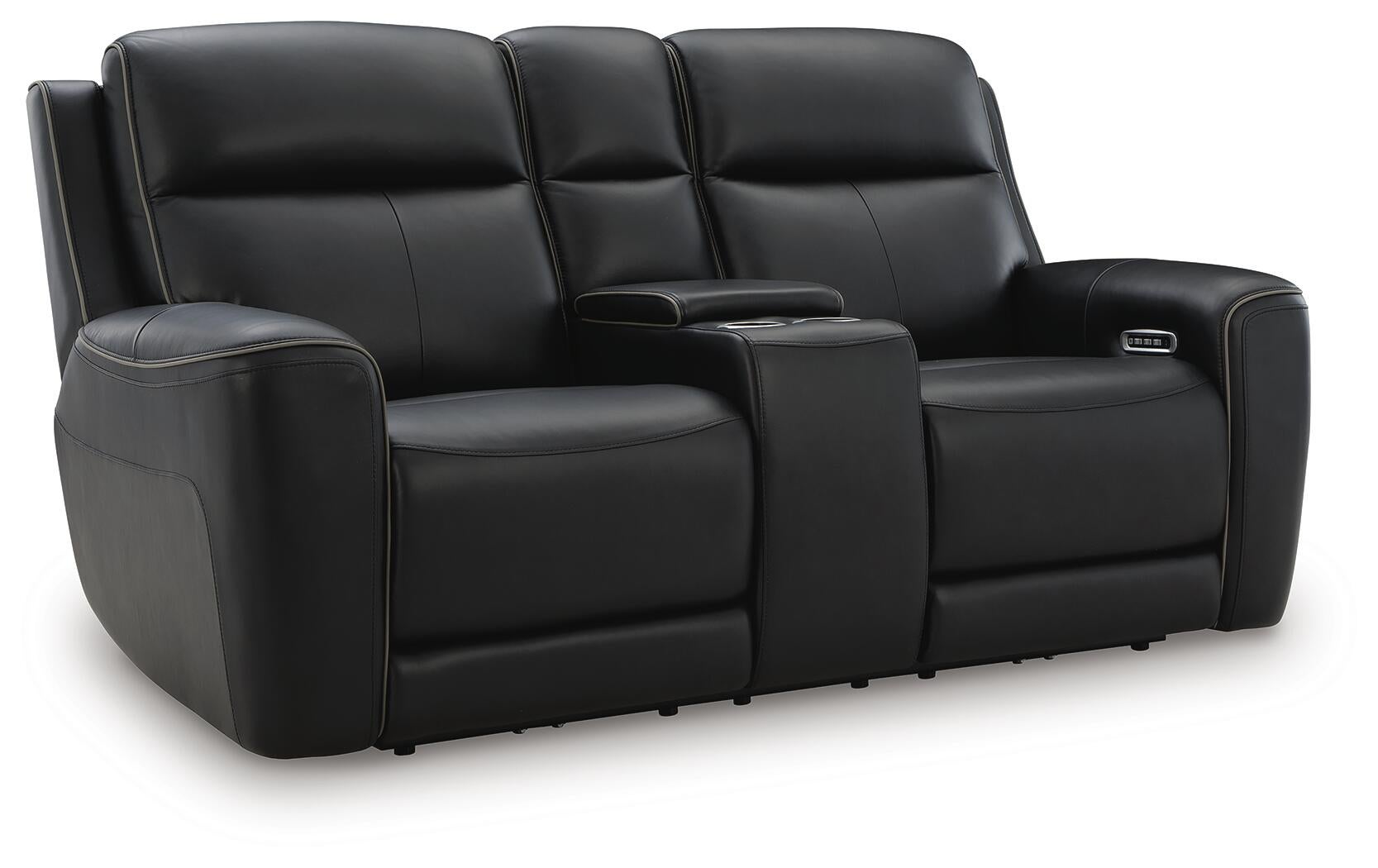 5Z-Comfort Power Reclining Loveseat with Console (Black/Gray)