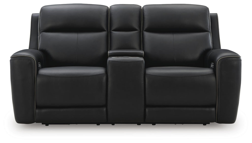 5Z-Comfort Power Reclining Loveseat with Console (Black/Gray)