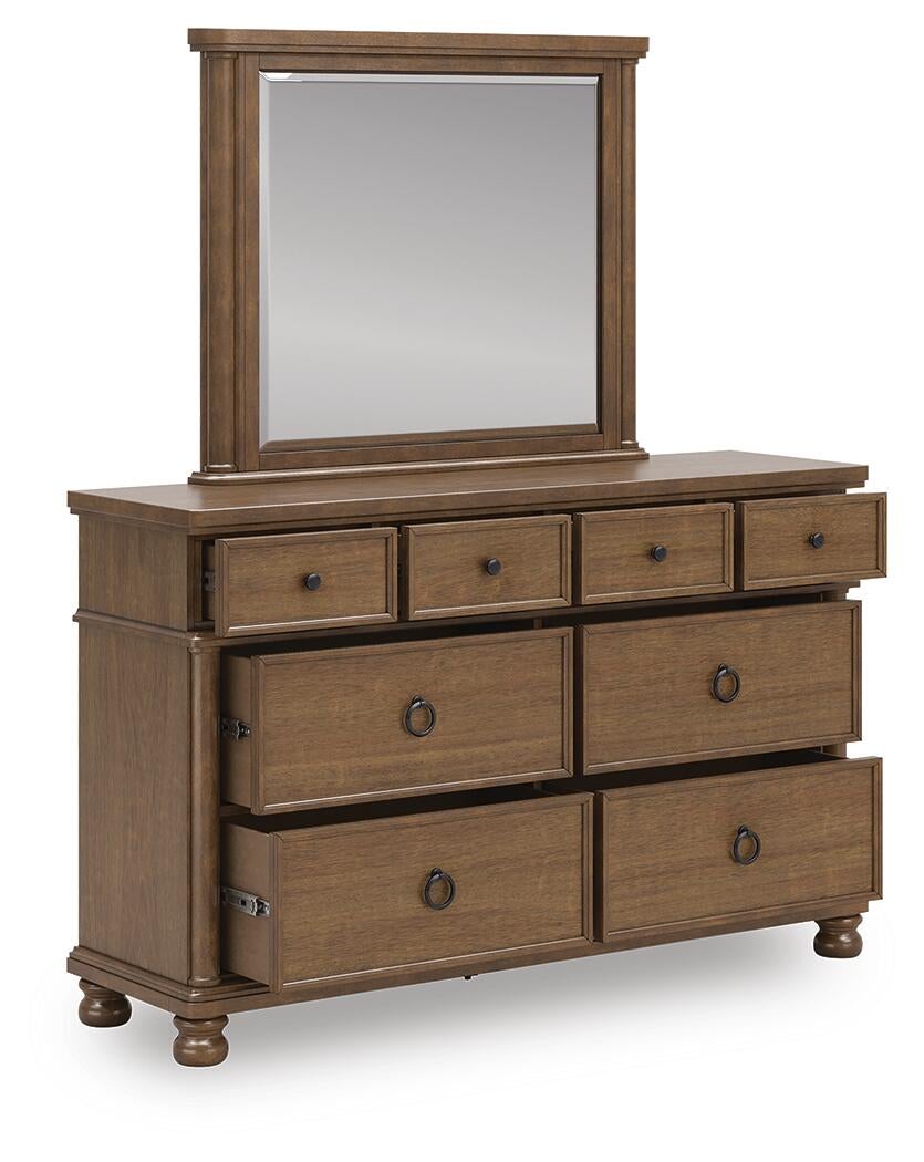 Rowlenstown Dresser and Mirror (Brown/Beige)