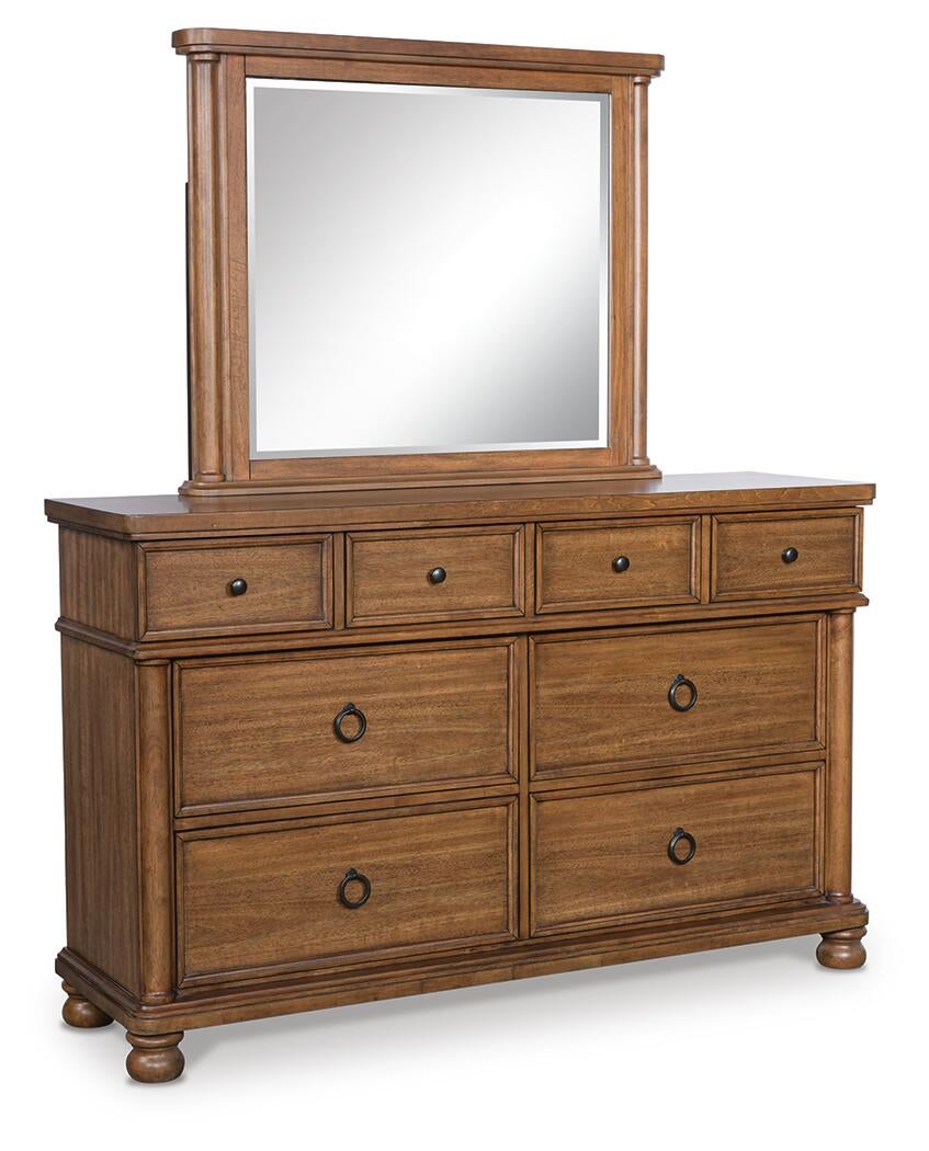 Rowlenstown Dresser and Mirror (Brown/Beige)