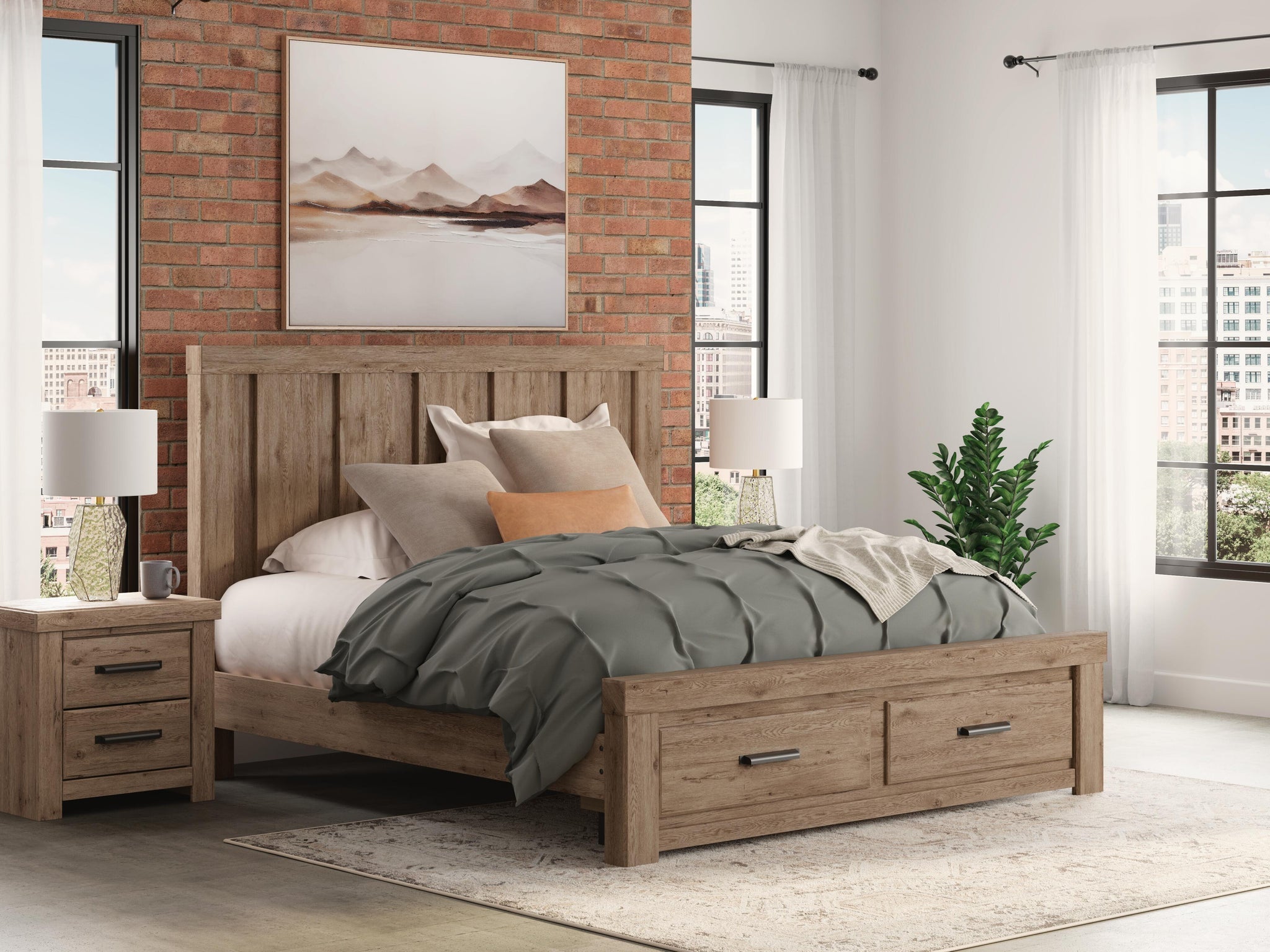 Oliandon Panel Storage Bed