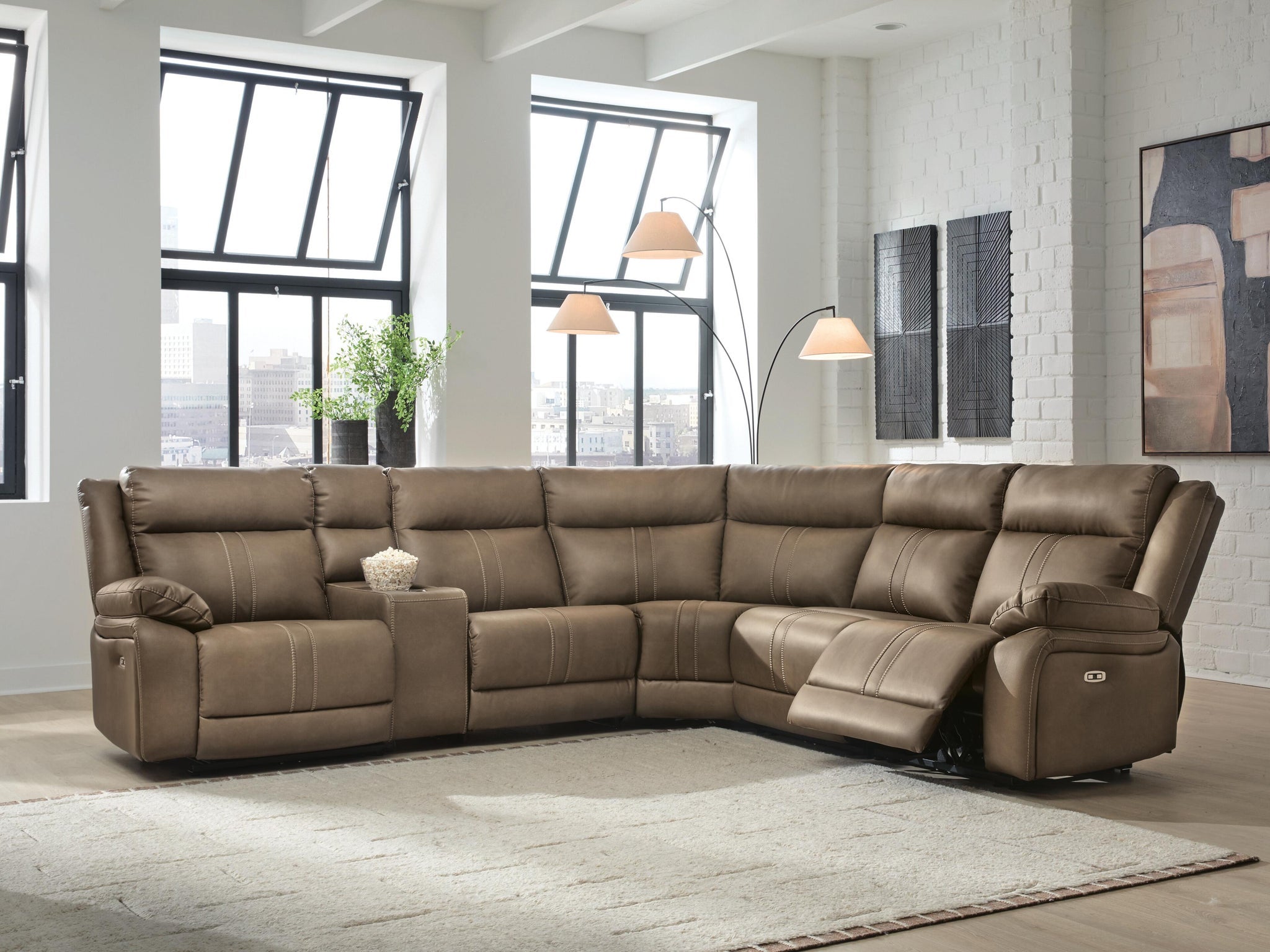 Max-Momentum 6-Piece Power Reclining Sectional with Audio Console