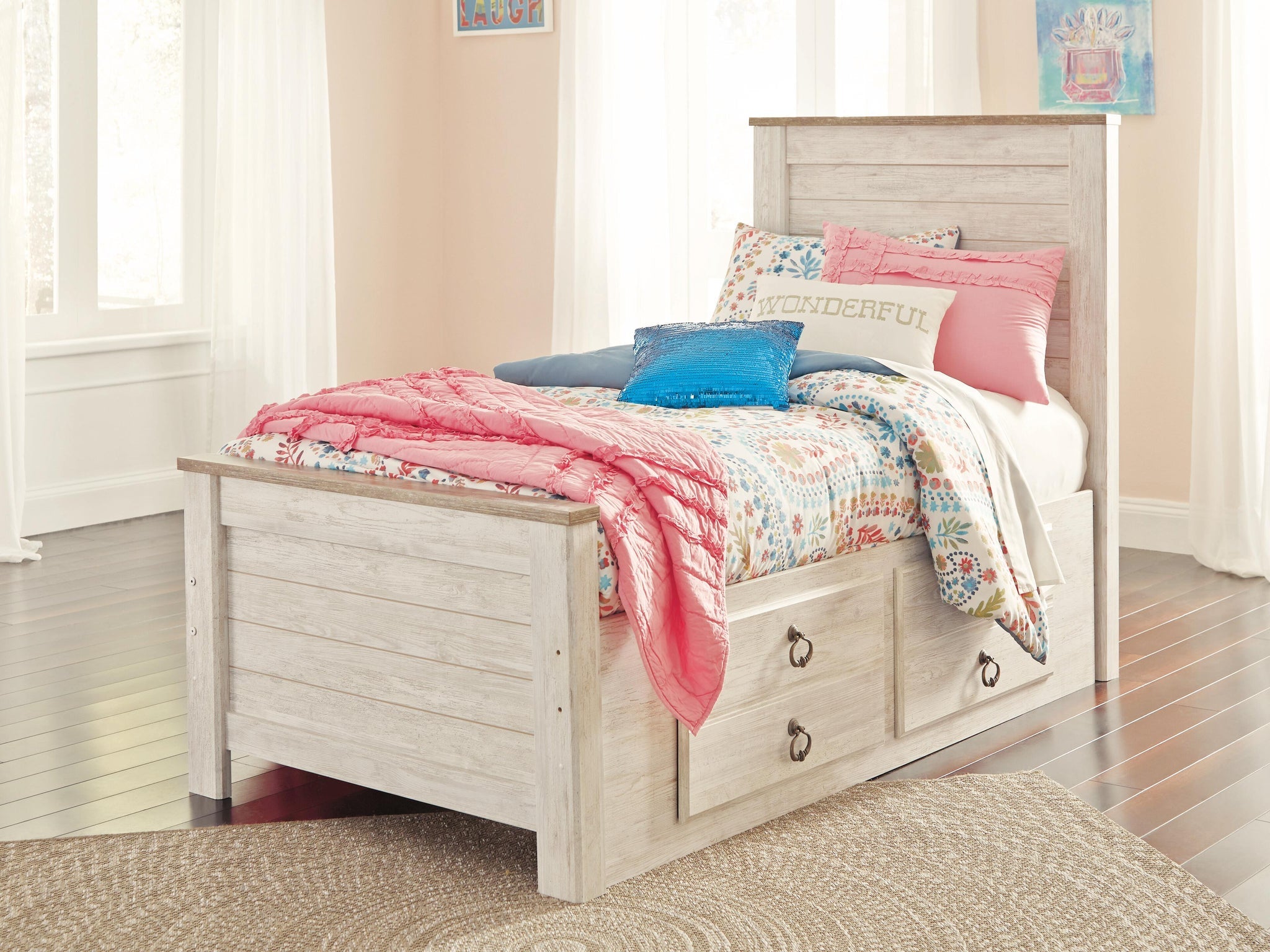 Willowton Panel Bed with 2 Storage Drawers
