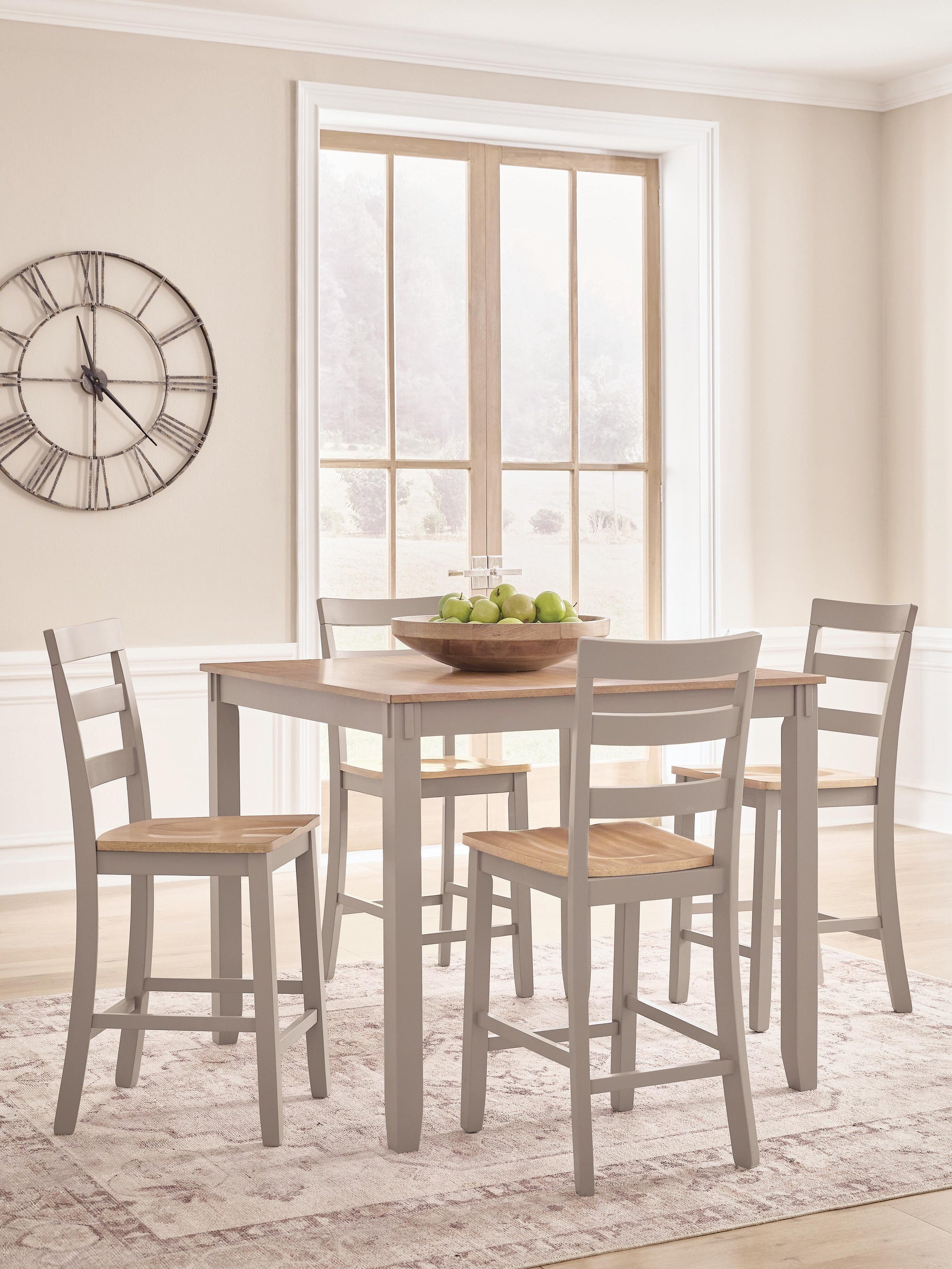 Gesthaven Counter Height Dining Table and 4 Barstools