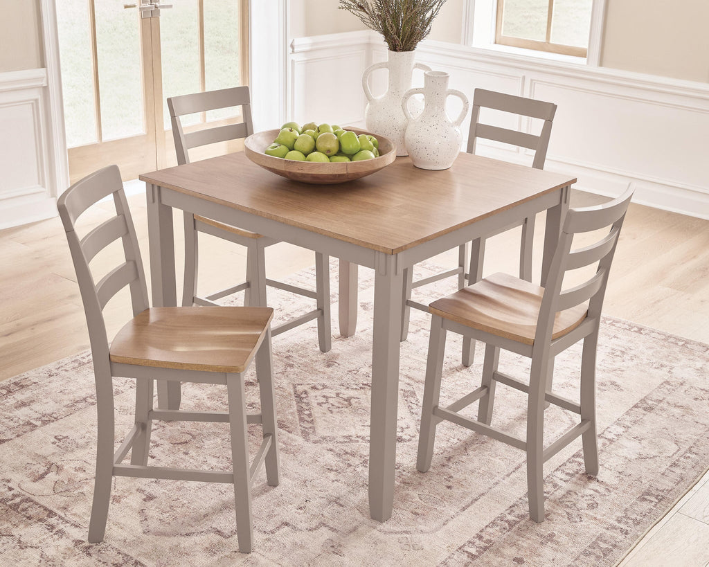 Gesthaven Counter Height Dining Table and 4 Barstools