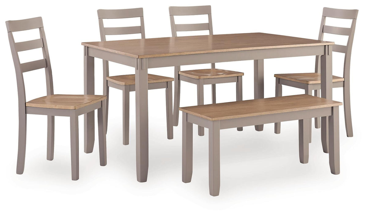 Gesthaven Dining Table with 4 Chairs and Bench