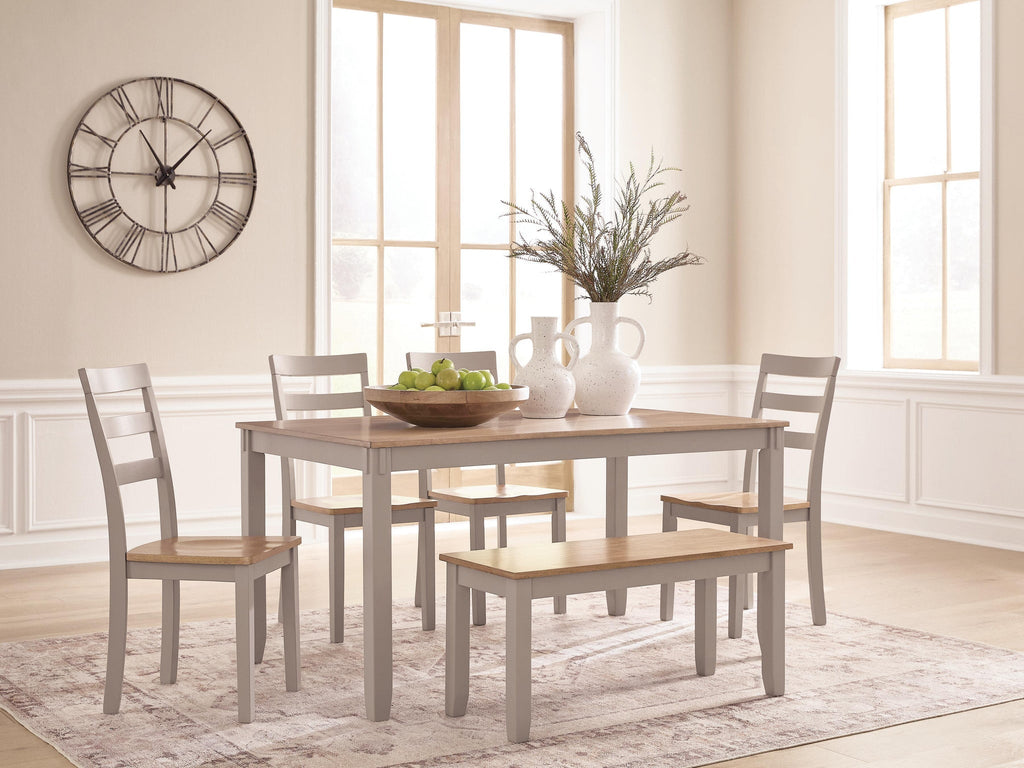 Gesthaven Dining Table with 4 Chairs and Bench