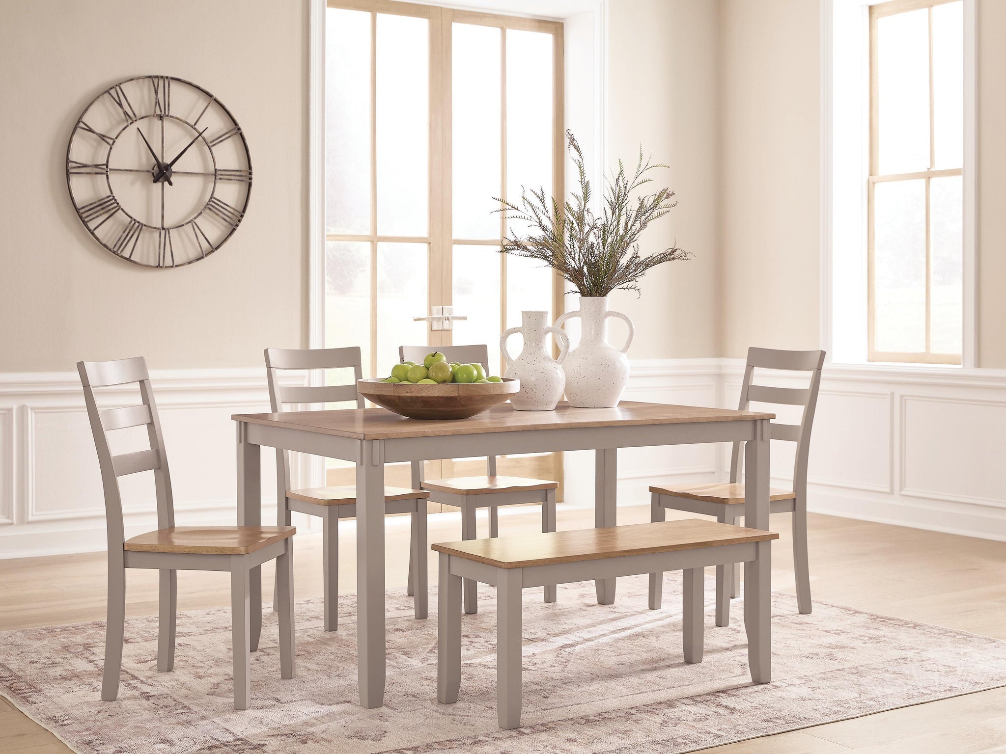 Gesthaven Dining Table with 4 Chairs and Bench
