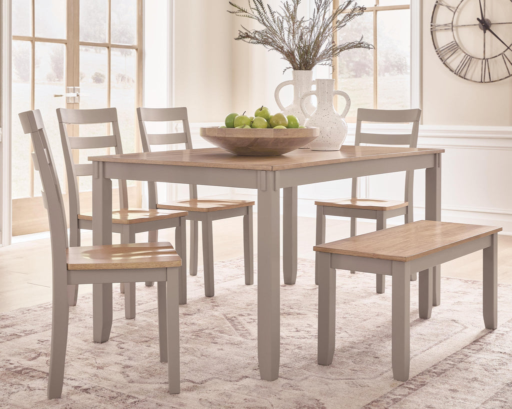 Gesthaven Dining Table with 4 Chairs and Bench