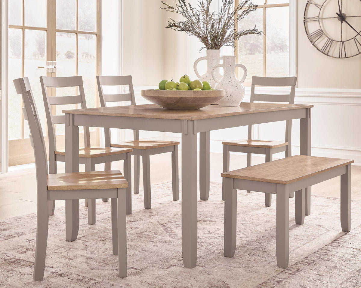 Gesthaven Dining Table with 4 Chairs and Bench